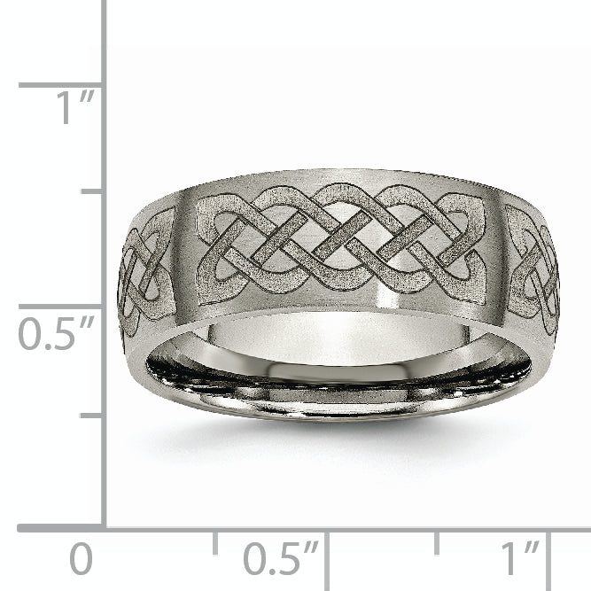 Chisel Titanium Brushed Celtic Laser Design 8mm Band