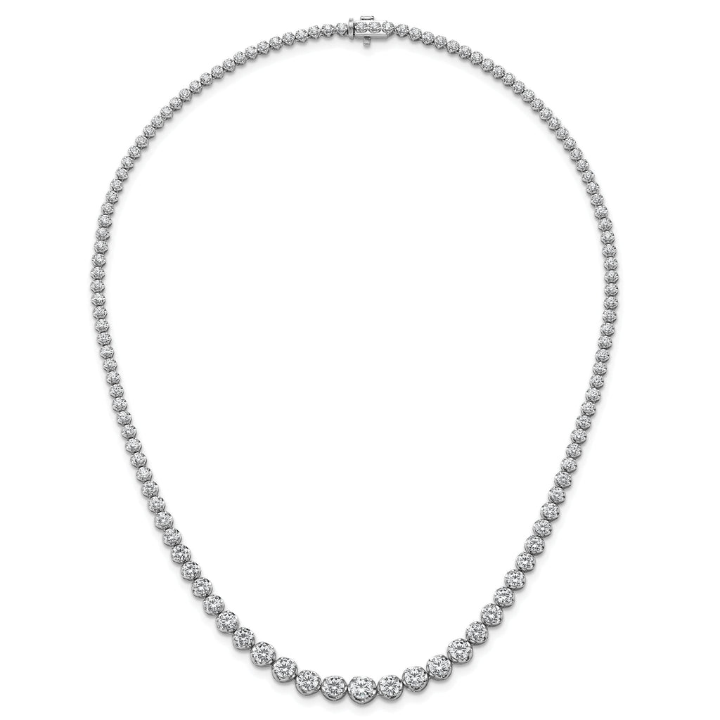 14k White Gold 10 1/2 carat Certified Lab Grown Diamond VS/SI+ G+ Complete Round 16 inch Graduated Tennis Necklace