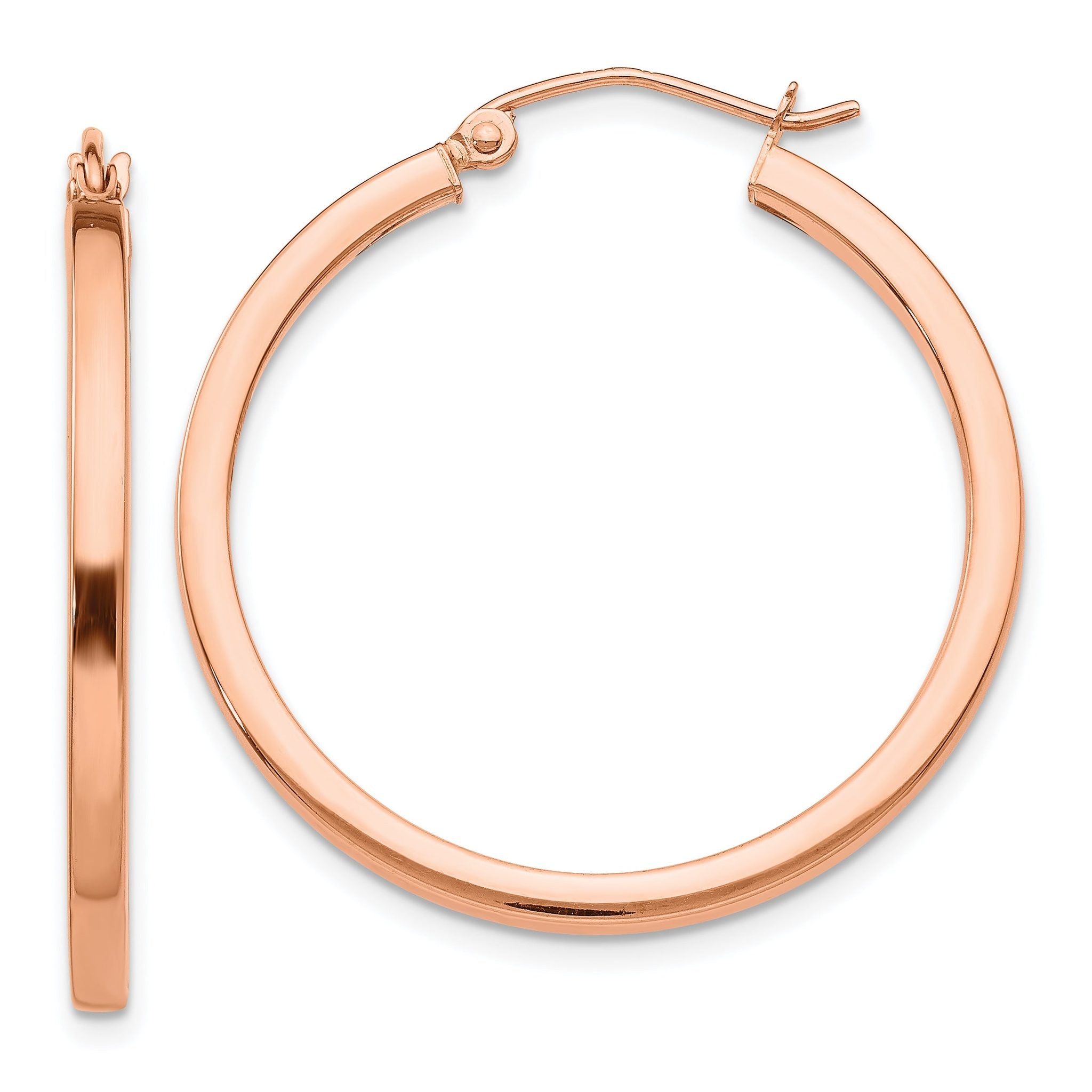 14k Rose Gold Lightweight Square Tube Hoop Earrings Main image