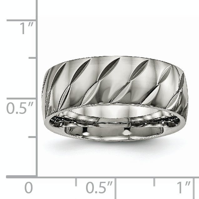 Diamond-Cut Wedding Band in Titanium, 8mm