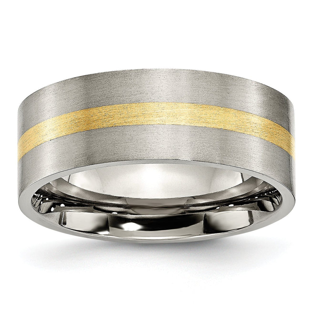 Inlay Wedding Band in Titanium & 14K Gold, 8mm