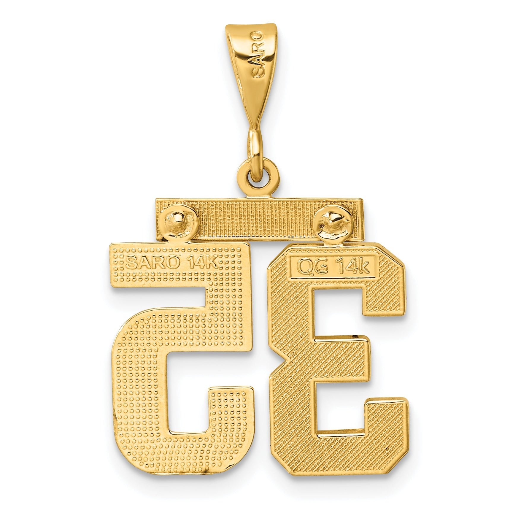 14K Gold Medium Diamond-Cut Number 35 Charm with Polished Finish