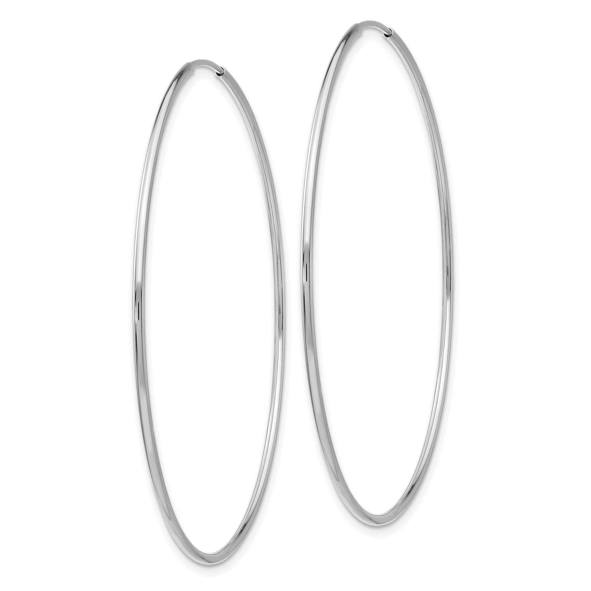 10K White Gold Polished Endless Hoop Earrings for Women, 54mm Secondary image