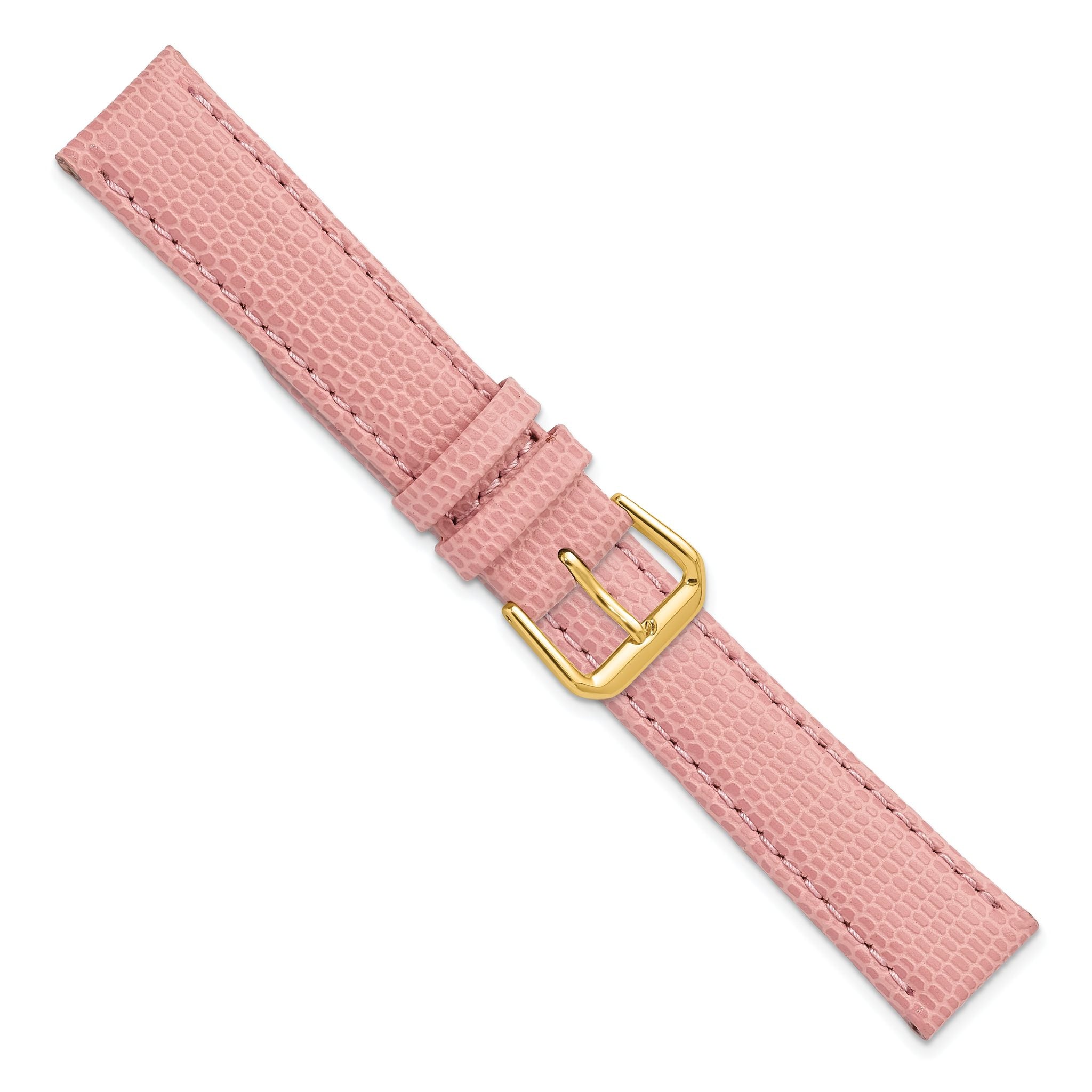 Pink Lizard-Grain Leather Watch Band in Gold-Tone Buckle, 20mm