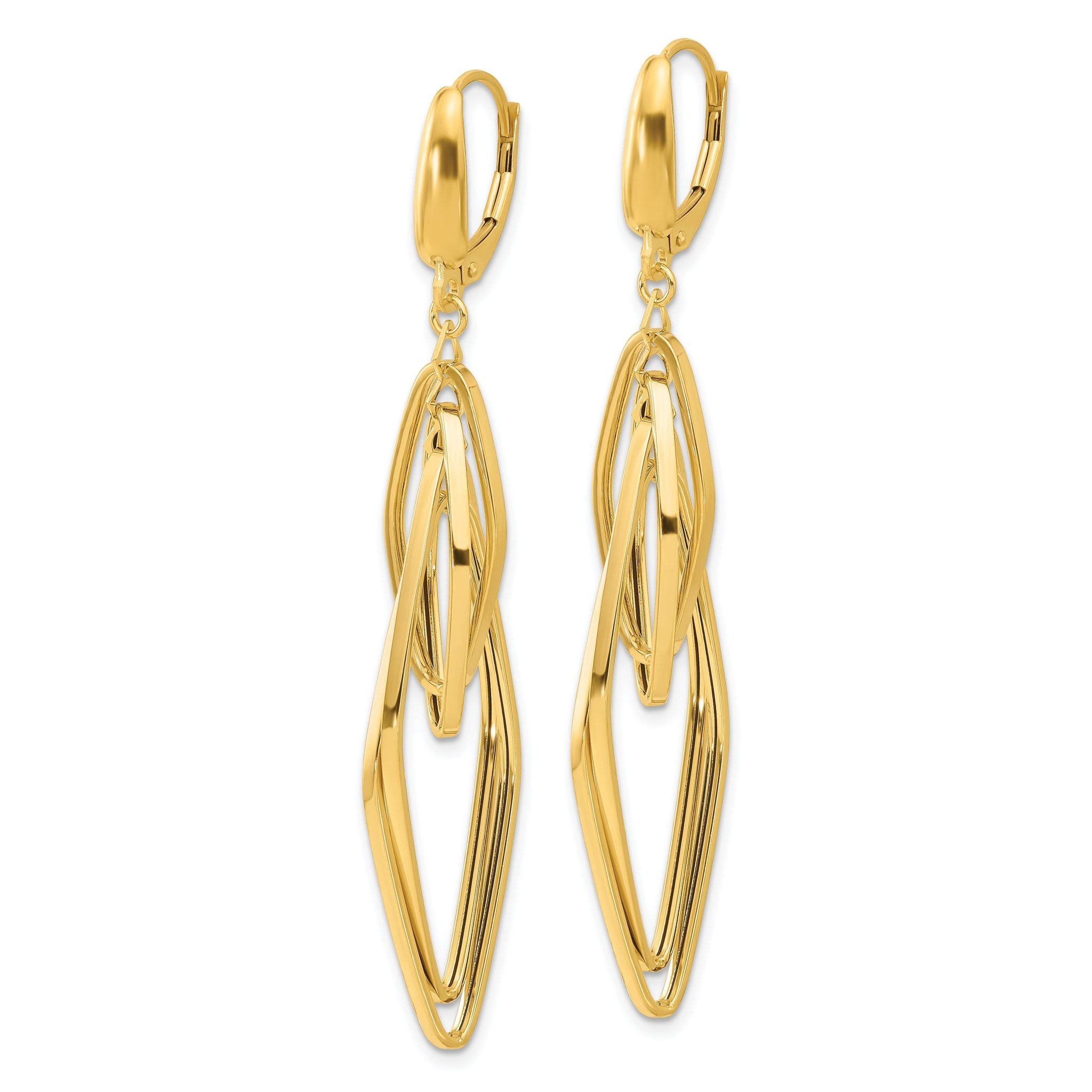 14K Polished Diamond Shaped Dangle Earrings Secondary image