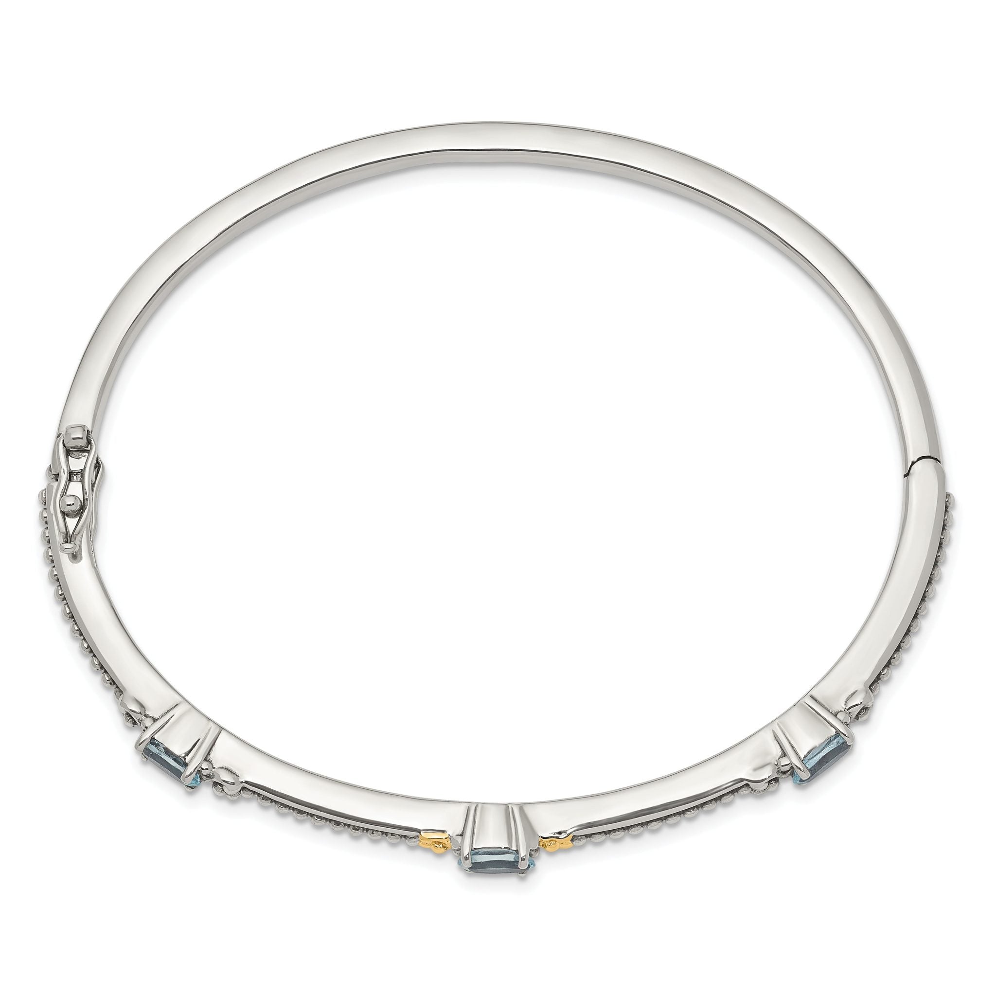 Shey Couture Sterling Silver 14K Gold Sky Blue Topaz Vintage Bangle Secondary image