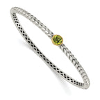 Sophia Jewelers Sterling Silver 14K Gold Peridot Bangle with Hinged Design