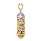 14K Two-Tone Gold 3D Mezuzah Pendant with Polished Finish