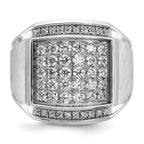 14k White Gold Mens Polished and Satin 1.5 Carat AA Quality Diamond Cluster Ring