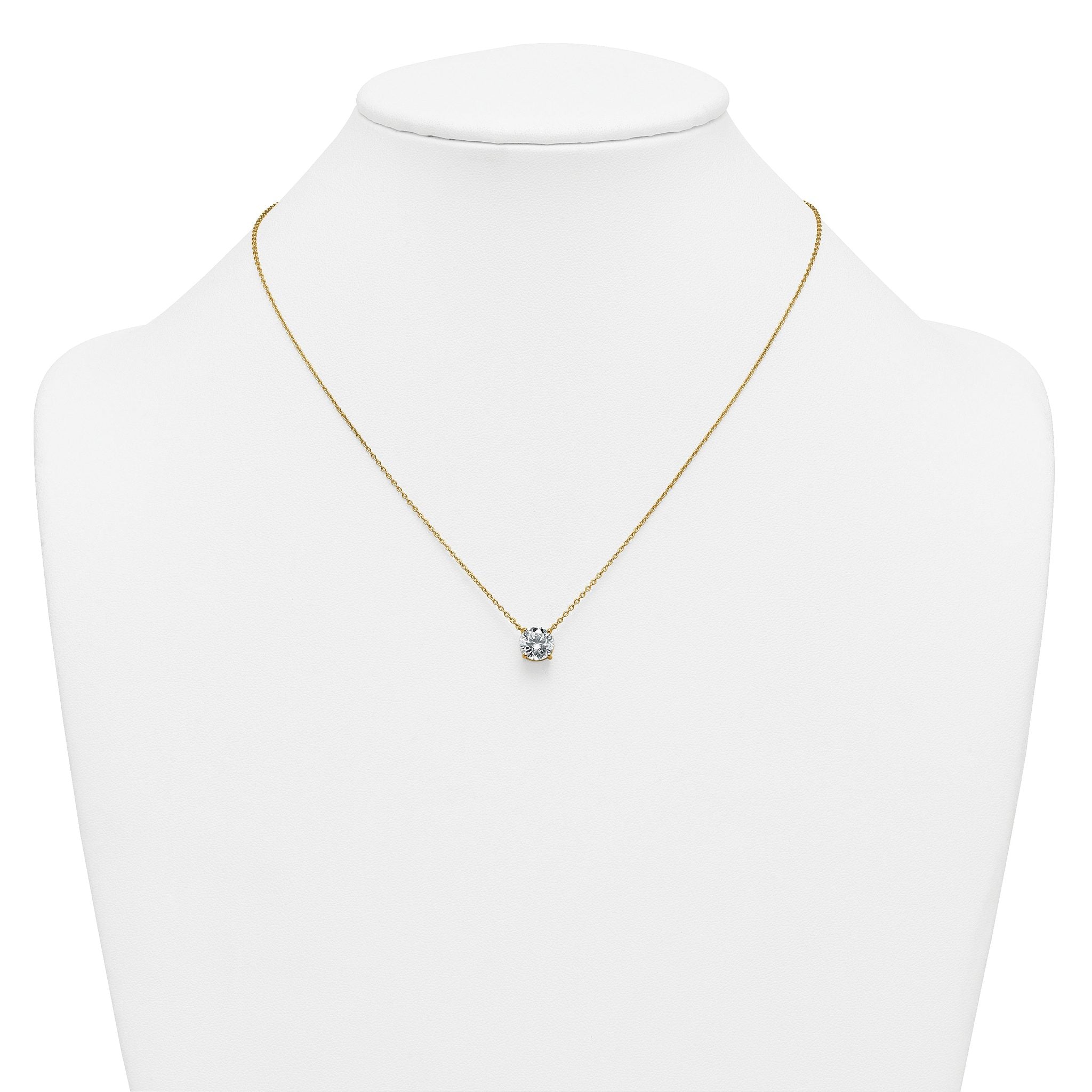 14k 2 carat Certified Lab Grown Diamond VS+ F+ Round Complete Four Prong 18 inch Solitaire Necklace