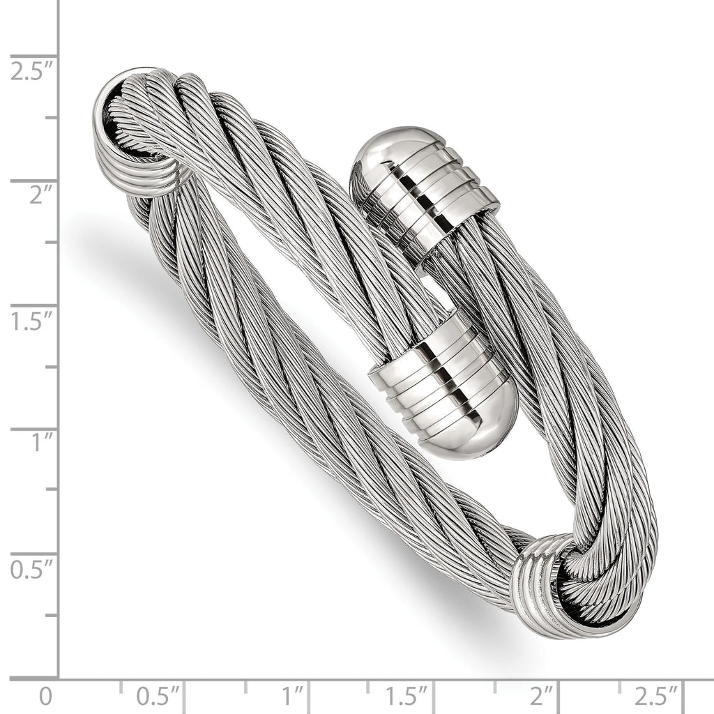Stainless Steel Polished Adjustable Twist Wire Cuff Bangle Bracelet for Women