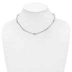 Sterling Silver RH-plated Fancy Link w/2in ext. Necklace