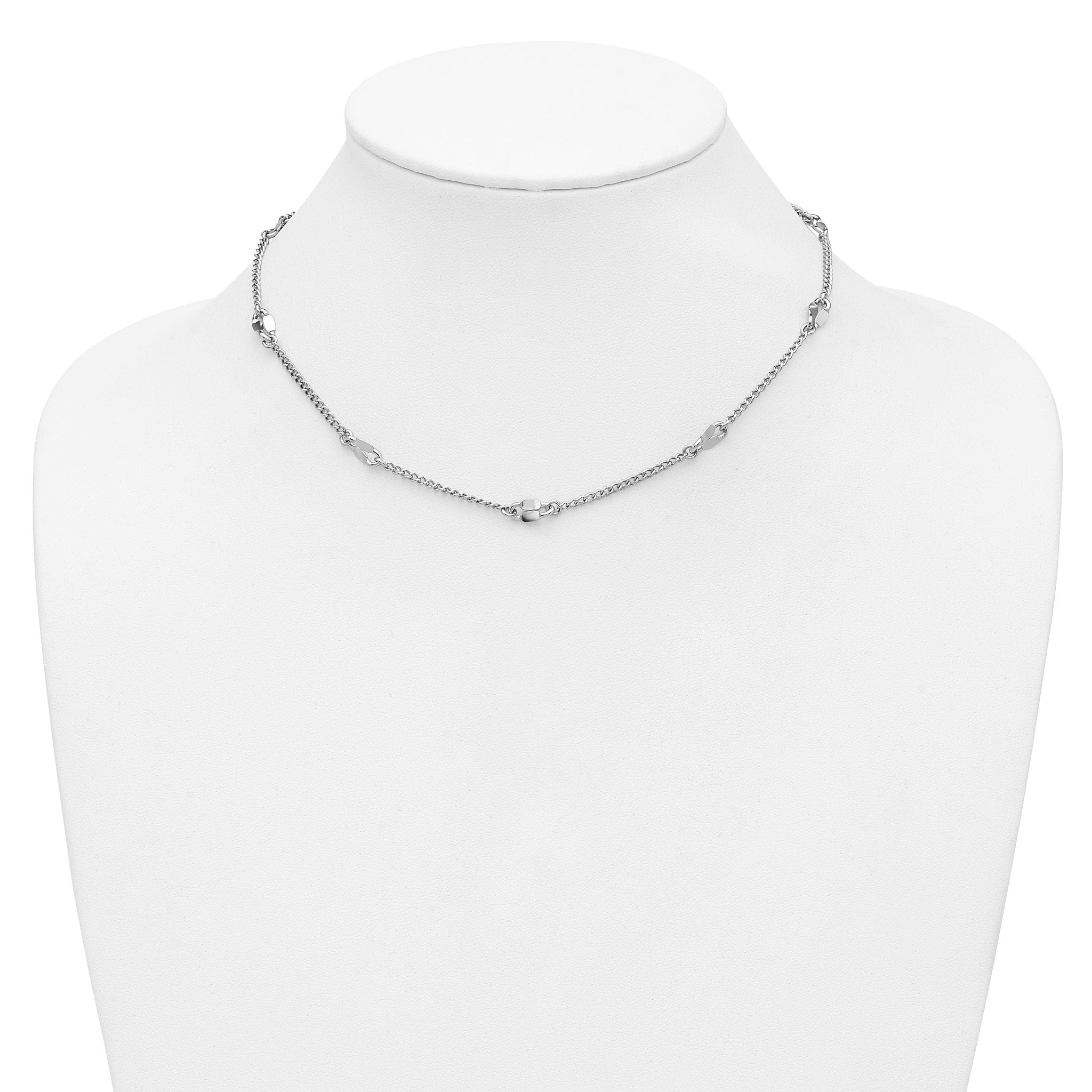 Sterling Silver RH-plated Fancy Link w/2in ext. Necklace