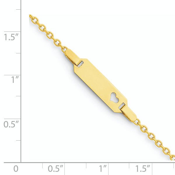14K Polished Cut-out Heart 18x5mm Plate 6 inch Baby/Child ID Bracelet