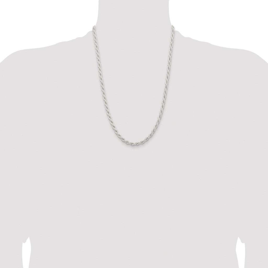 Sterling Silver Rhodium-plated 5mm Solid Rope Chain