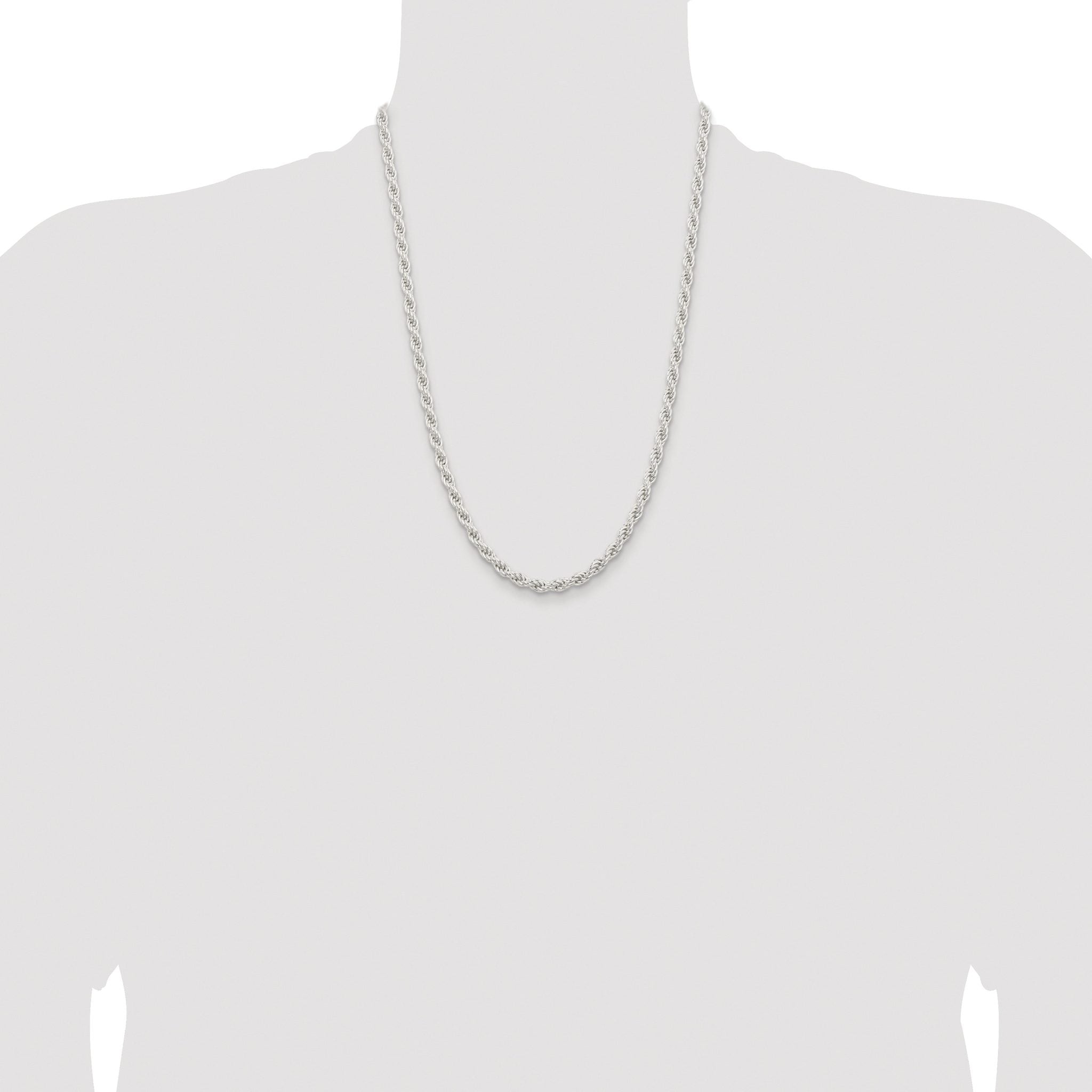 Sterling Silver Rhodium-plated 5mm Solid Rope Chain