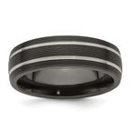 Titanium Wedding Band with Grooved Texture and Engravable Design
