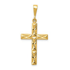 14K Gold Reversible Latin Cross Pendant with Polished Finish