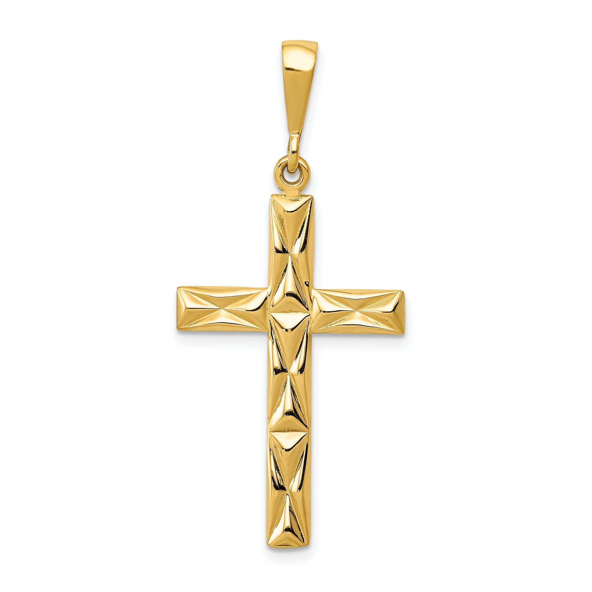 14K Gold Reversible Latin Cross Pendant with Polished Finish