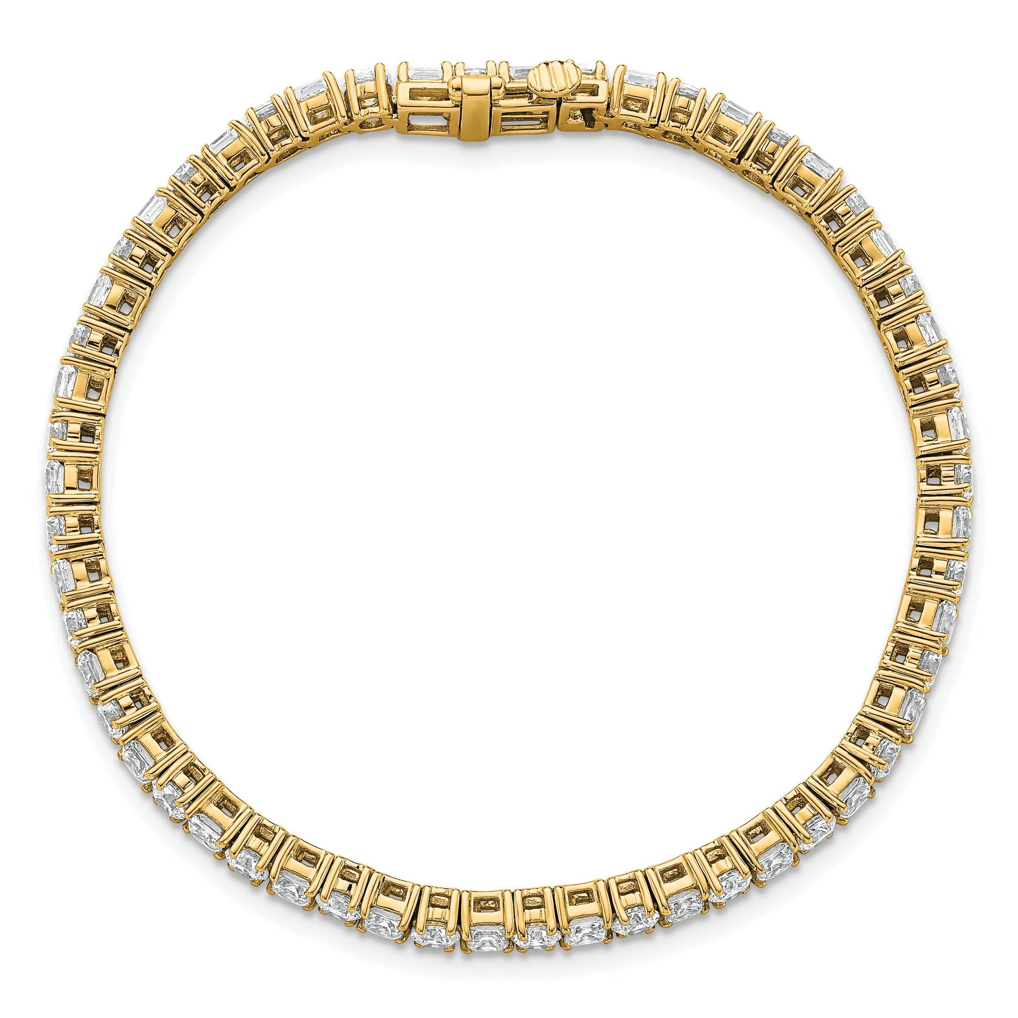 14k 7 carat Lab Grown Diamond VS+ F+ Complete Princess and Round Tennis Bracelet