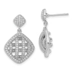Sophia Jewelers Sterling Silver CZ Dangle Earrings with Polished Rhodium Finish