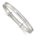 Sterling Silver 925 Girls' Milgrain Adjustable Polished Bracelet