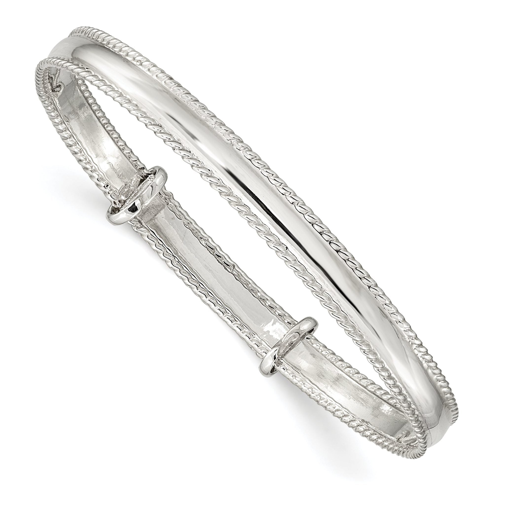 Sterling Silver 925 Girls' Milgrain Adjustable Polished Bracelet