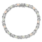 Sterling Silver Rhodium-plated 8.5 inch Created Opal XO Bracelet