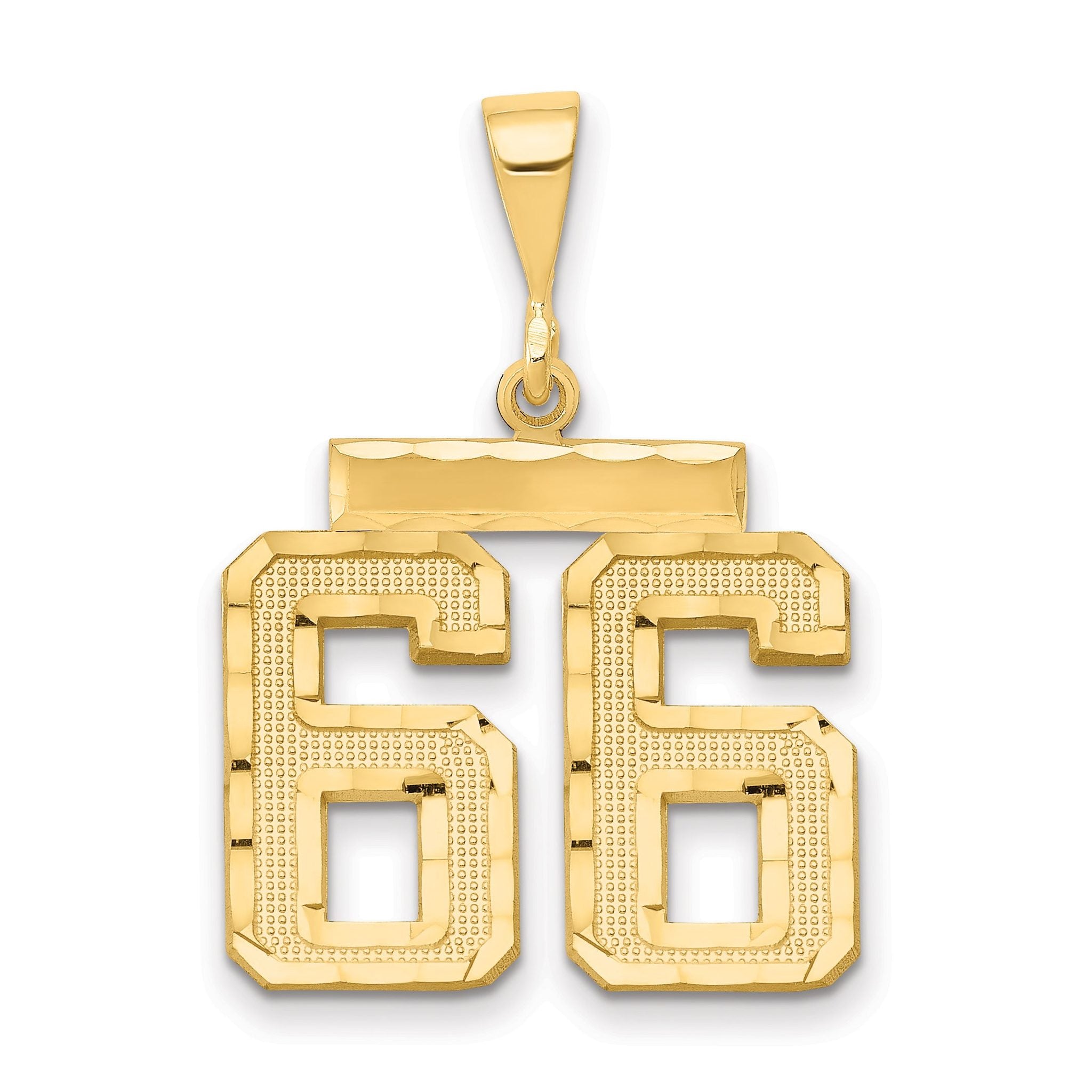 14K Gold Diamond-Cut Number 66 Charm  Polished, Themed, Medium Size
