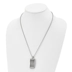 Curved Cable Dog Tag Necklace in Stainless Steel, 22"