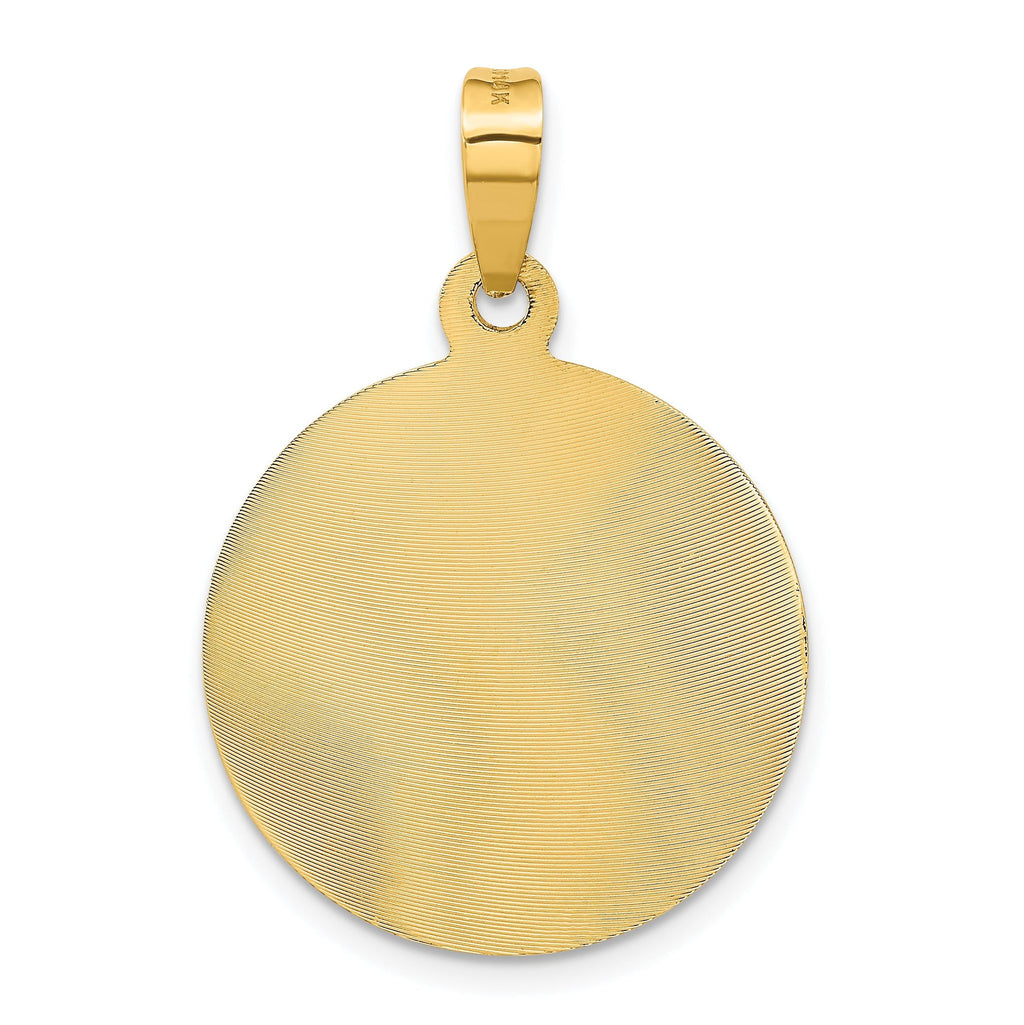 14K Gold Lady of Guadalupe Pendant with Polished Diamond-Cut Finish