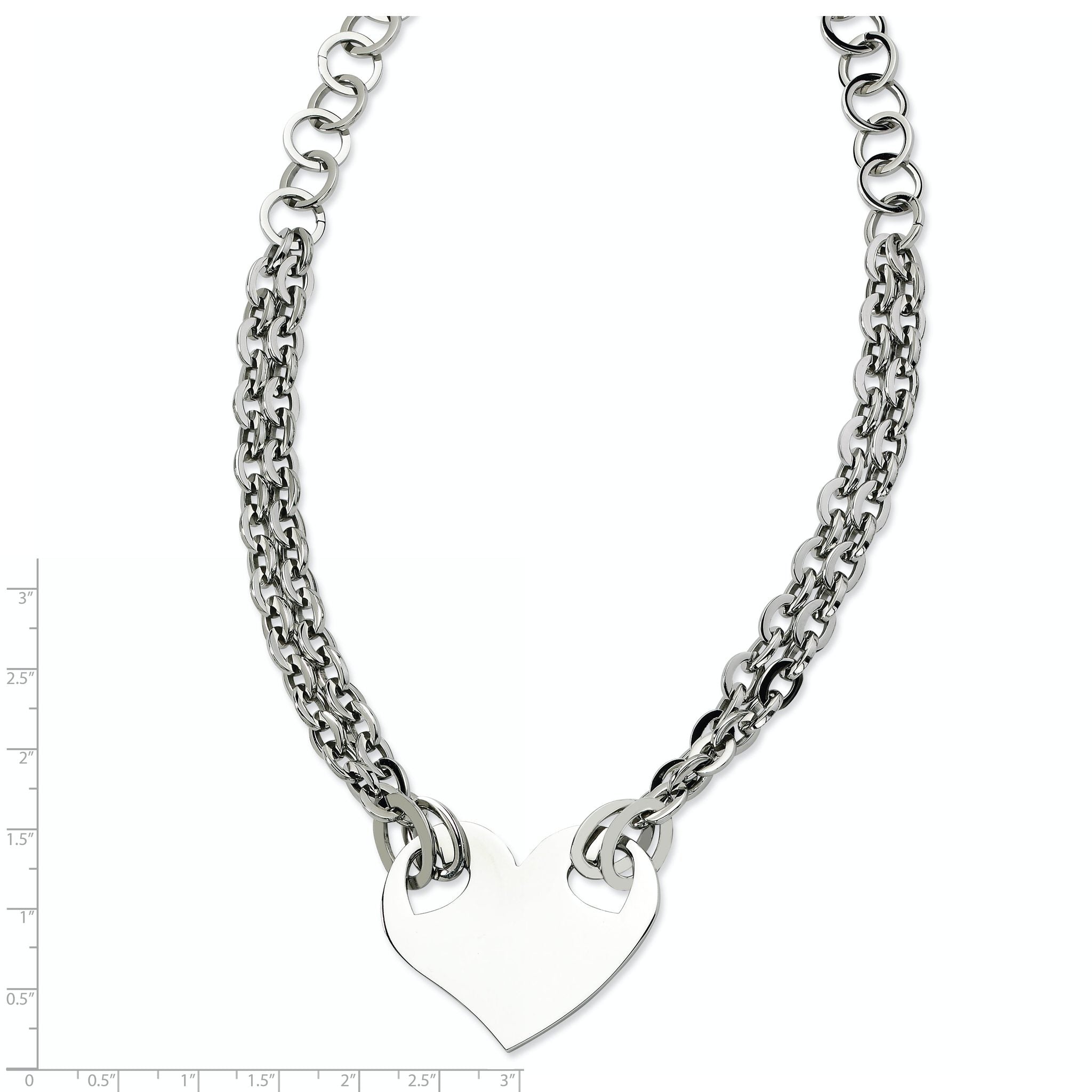 Stainless Steel Polished Heart 20in Necklace Secondary image