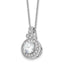 Sterling Silver Rhodium-Rhodium-Plated Fancy Beaded CZ with 2in ext Necklace