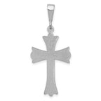 14K White Gold Cross Pendant with Rhodium Plating Elegant Textured Design