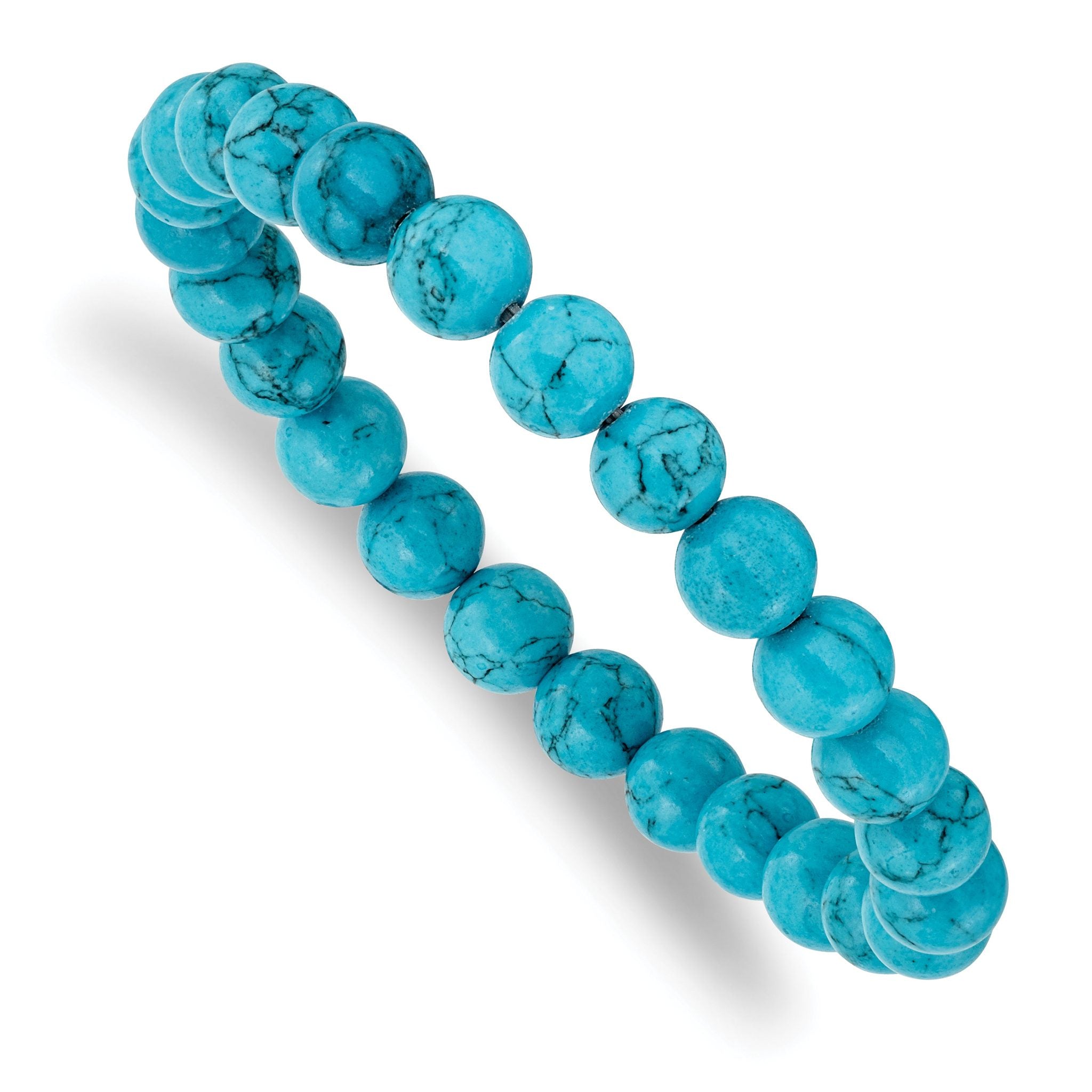 8mm Blue Turquoise Agate Beaded Stretch Bracelet Main image
