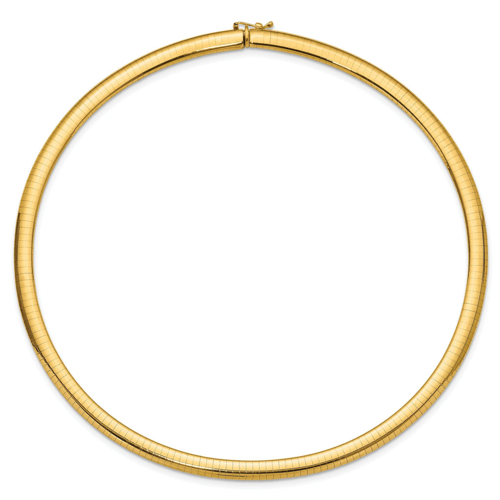 14k Polished 6mm Standard Weight 16 inch Domed Omega Necklace