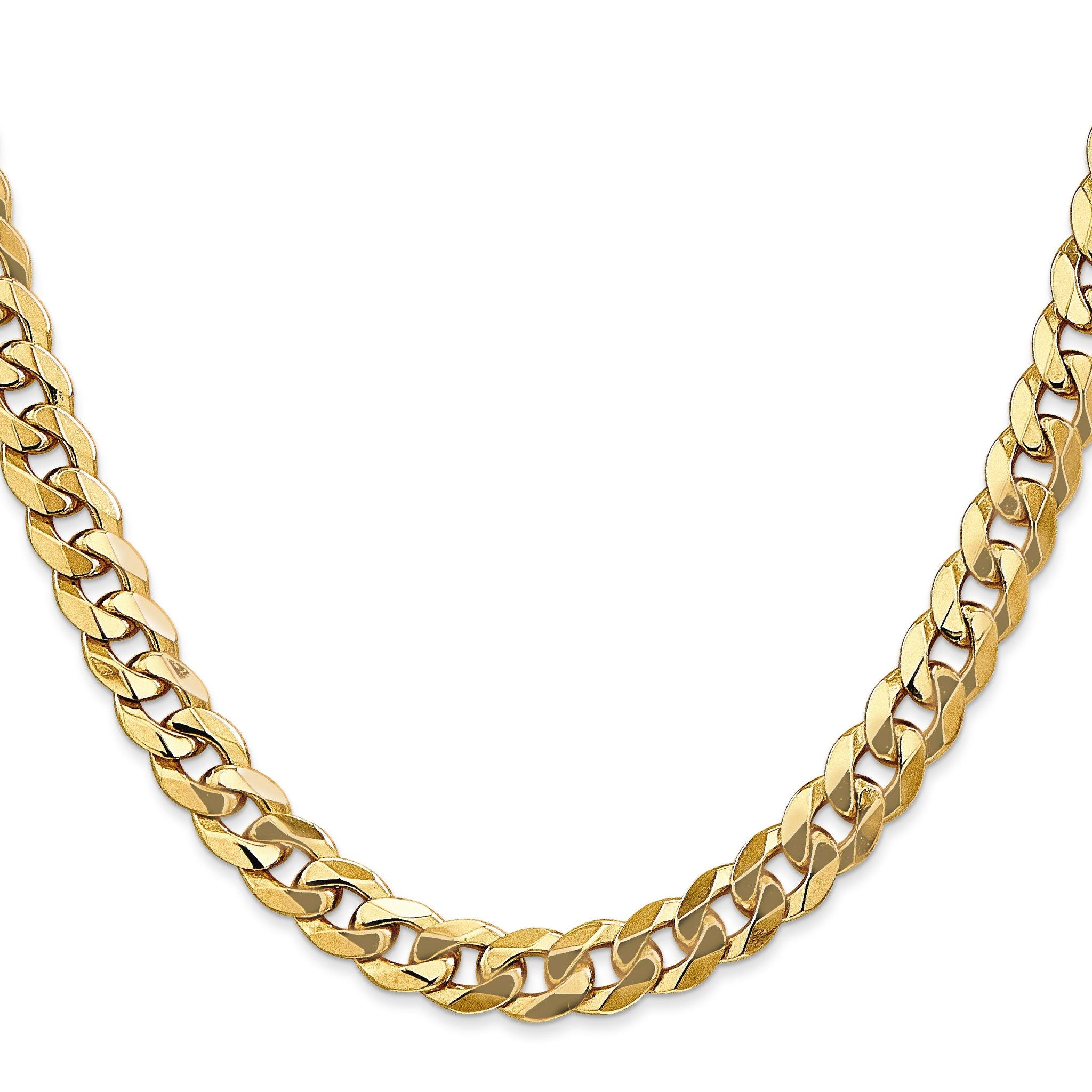 14K 8 inch 8mm Flat Beveled Curb with Lobster Clasp Bracelet