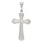Sterling Silver 925 Polished Diamond-Cut Cross Pendant  Elegant Solid Design