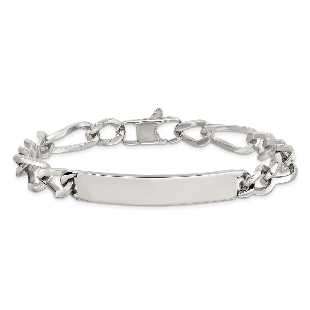 Stainless Steel Polished Figaro ID Bracelet for Men