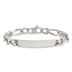 Stainless Steel Polished Figaro ID Bracelet for Men