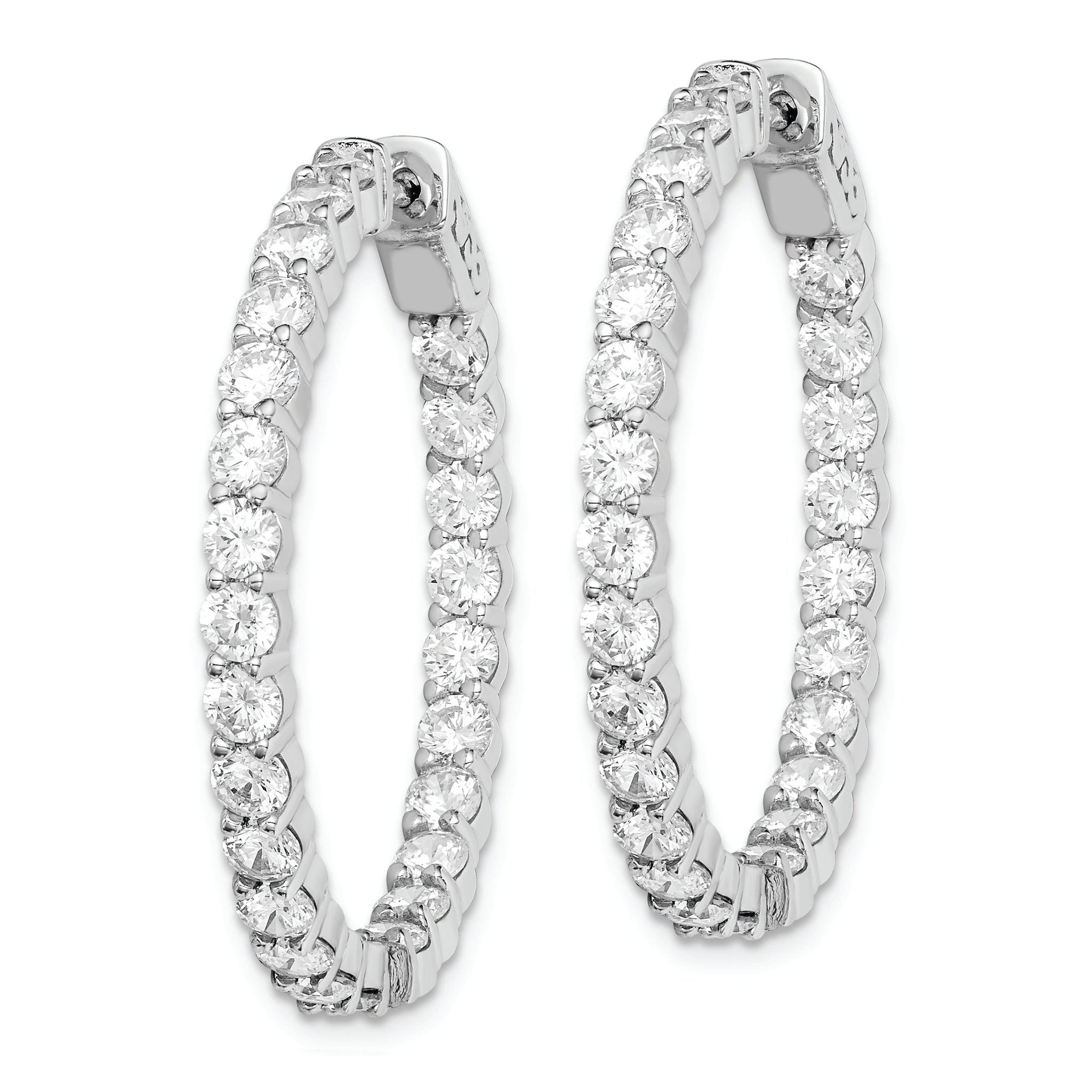 Sterling Shimmer Sterling Silver Rhodium-plated 50 Stone 3mm CZ In and Out Round Hinged Hoop Earrings Secondary image