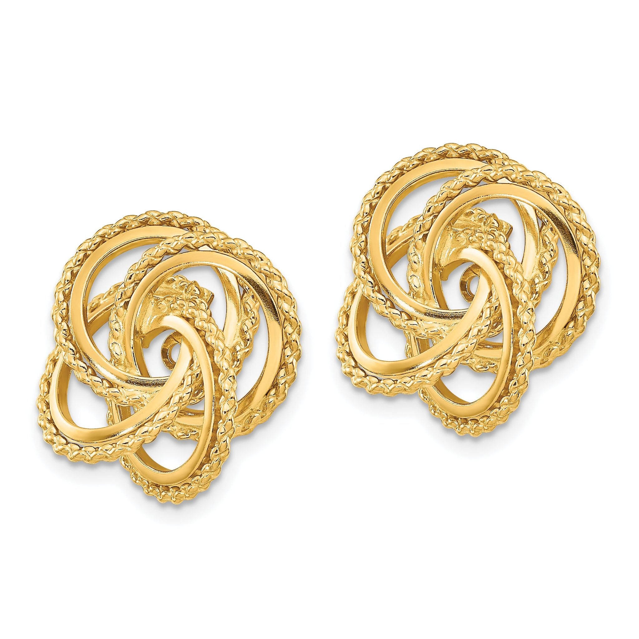 14K Gold Polished Love Knot Earring Jackets for Women
