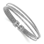 Sterling Silver Rhodium-plated Polished/Brushed Buckle Bangle