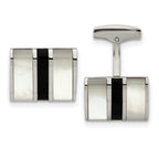 Stainless Steel Mother of Pearl & Black Onyx Cuff Links