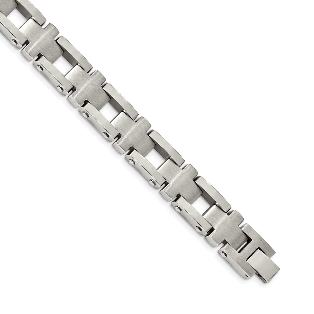 Stainless Steel Brushed and Polished Open Cross Link Bracelet for Men