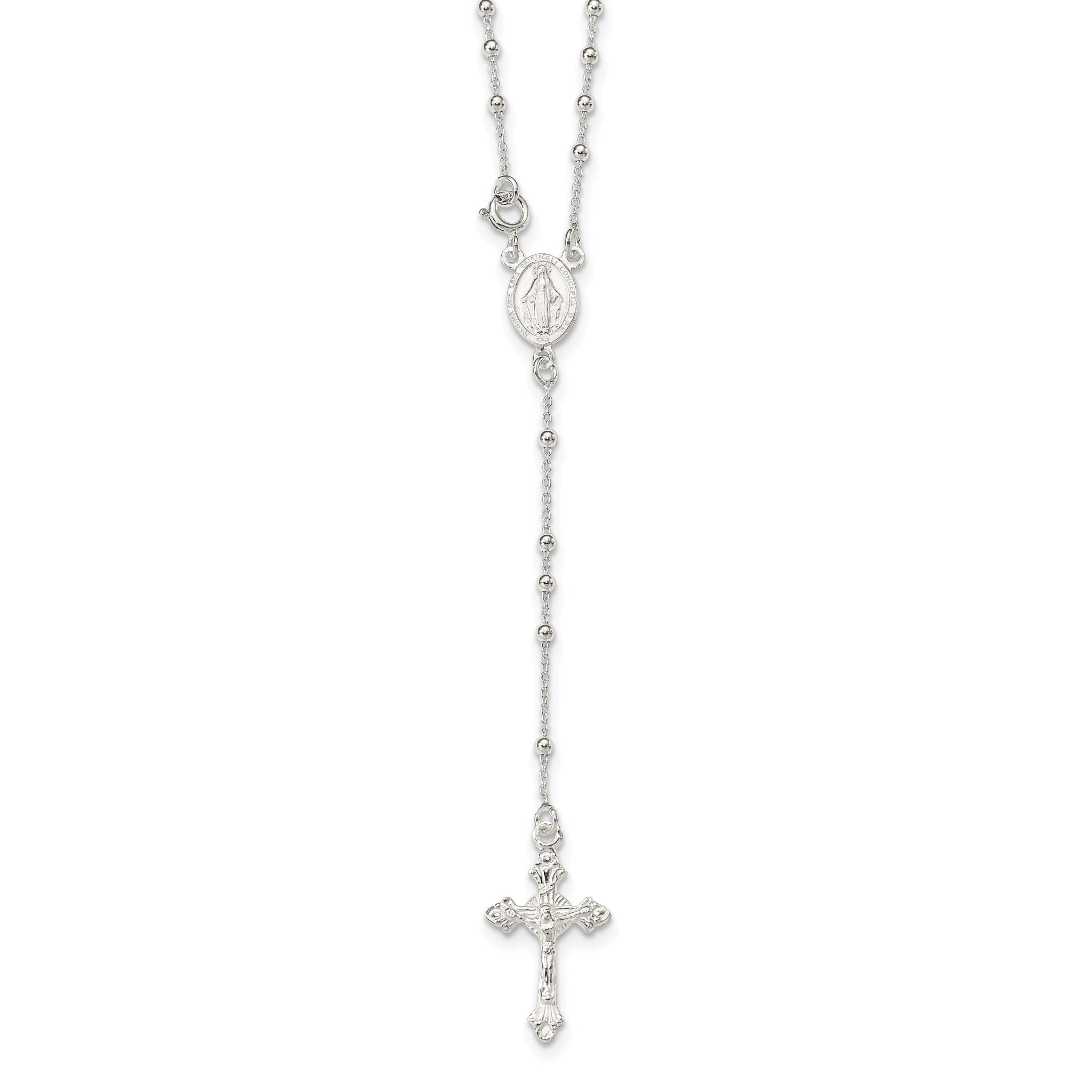 Sterling Silver 925 Rosary Necklace Polished Finish Elegant Women's Design Main image