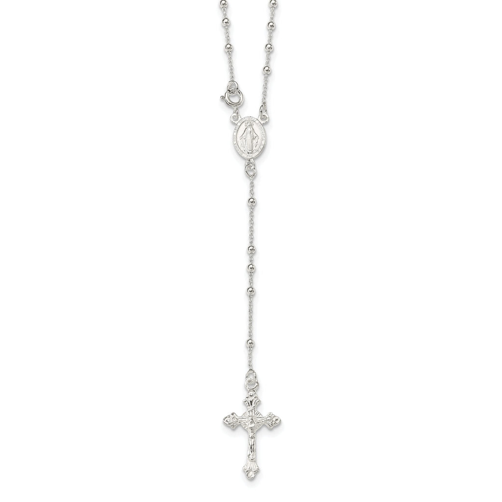 Sterling Silver 925 Rosary Necklace Polished Finish Elegant Women's Design