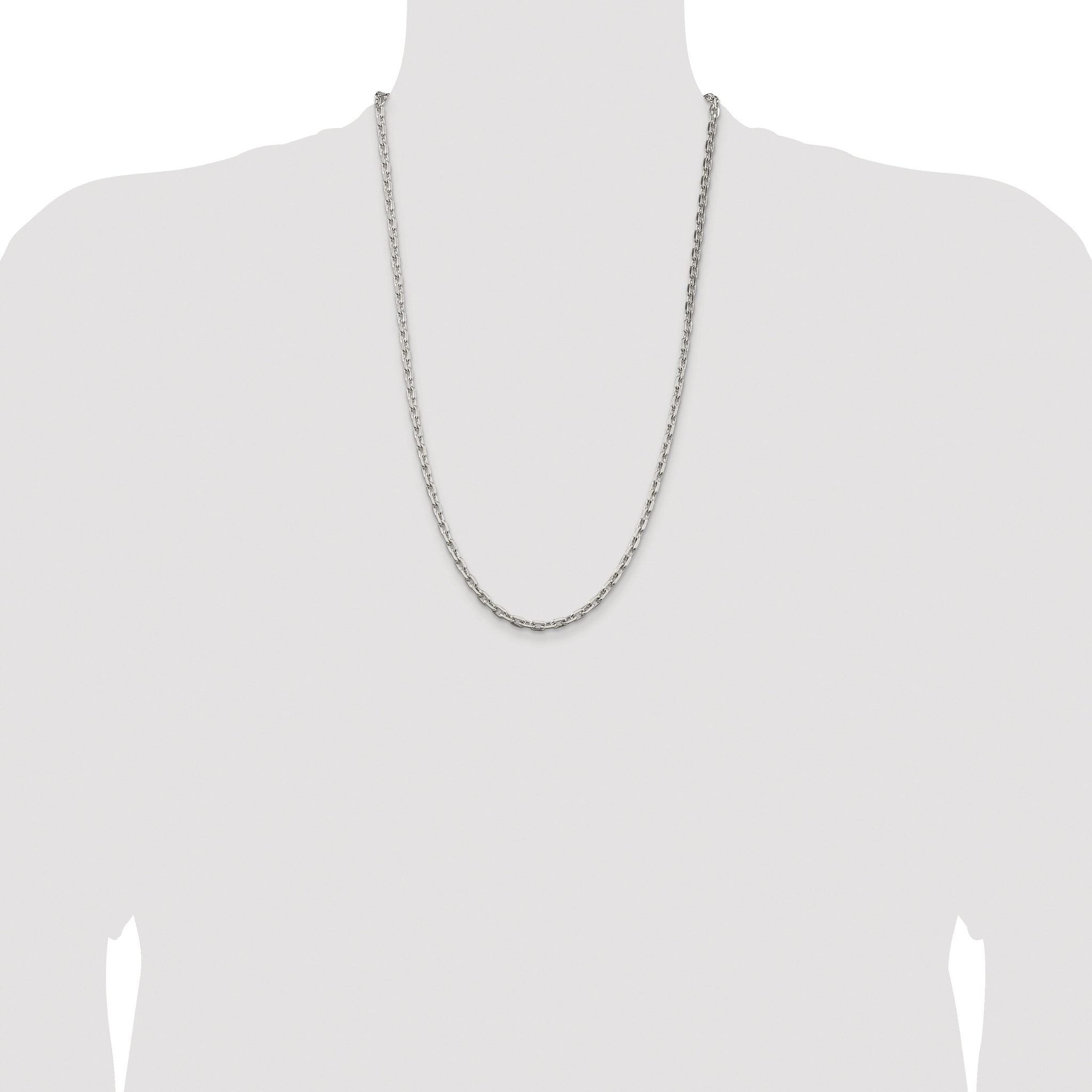 Beveled Oval Cable Chain Necklace in Sterling Silver