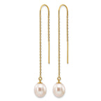 14K Gold Filled 7-8mm White Rice Freshwater Pearl Threader Earrings