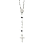 Sophia Jewelers Sterling Silver Rosary Necklace with Black Crystals Elegant & Timeless